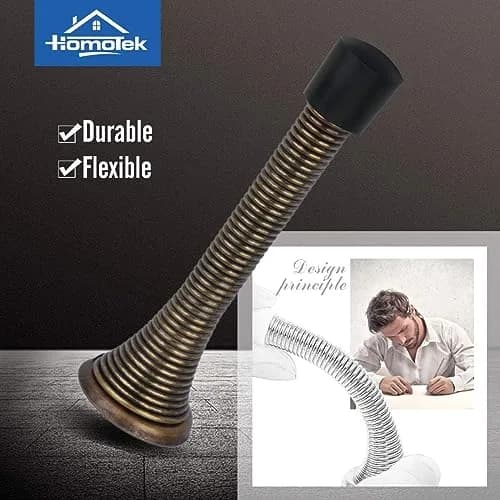 HOMOTEK Spring Door Stopper 50 Pack Antique Brass | Protects Walls and Doors thumbnail 2