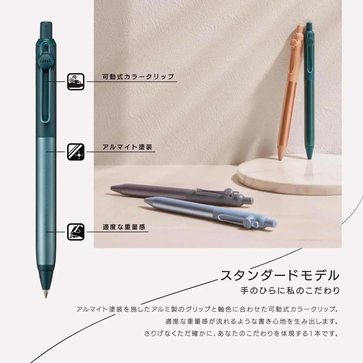 三菱鉛筆 uniball Flow Pen, 0.5mm, Black Ink, Green Color | Fine Point Rollerball Pen - view 2