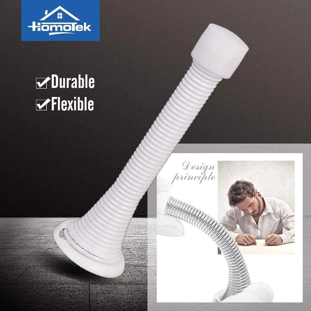 HOMOTEK White Spring Door Stops 40 Pack | Protects Walls and Doors - view 2