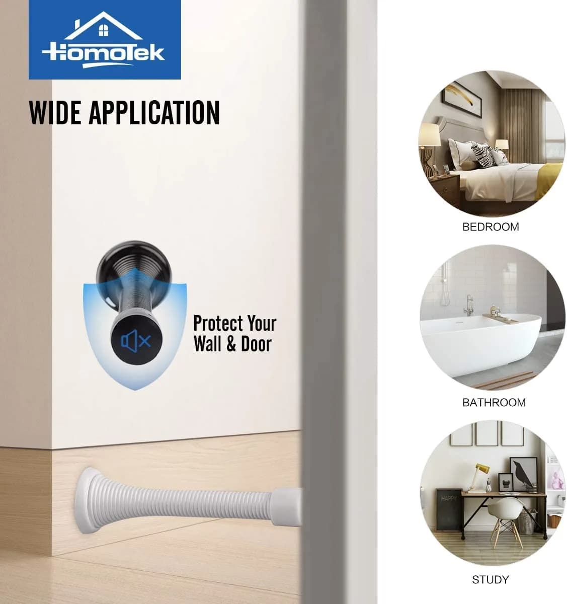 HOMOTEK White Spring Door Stops 40 Pack | Protects Walls and Doors - view 3
