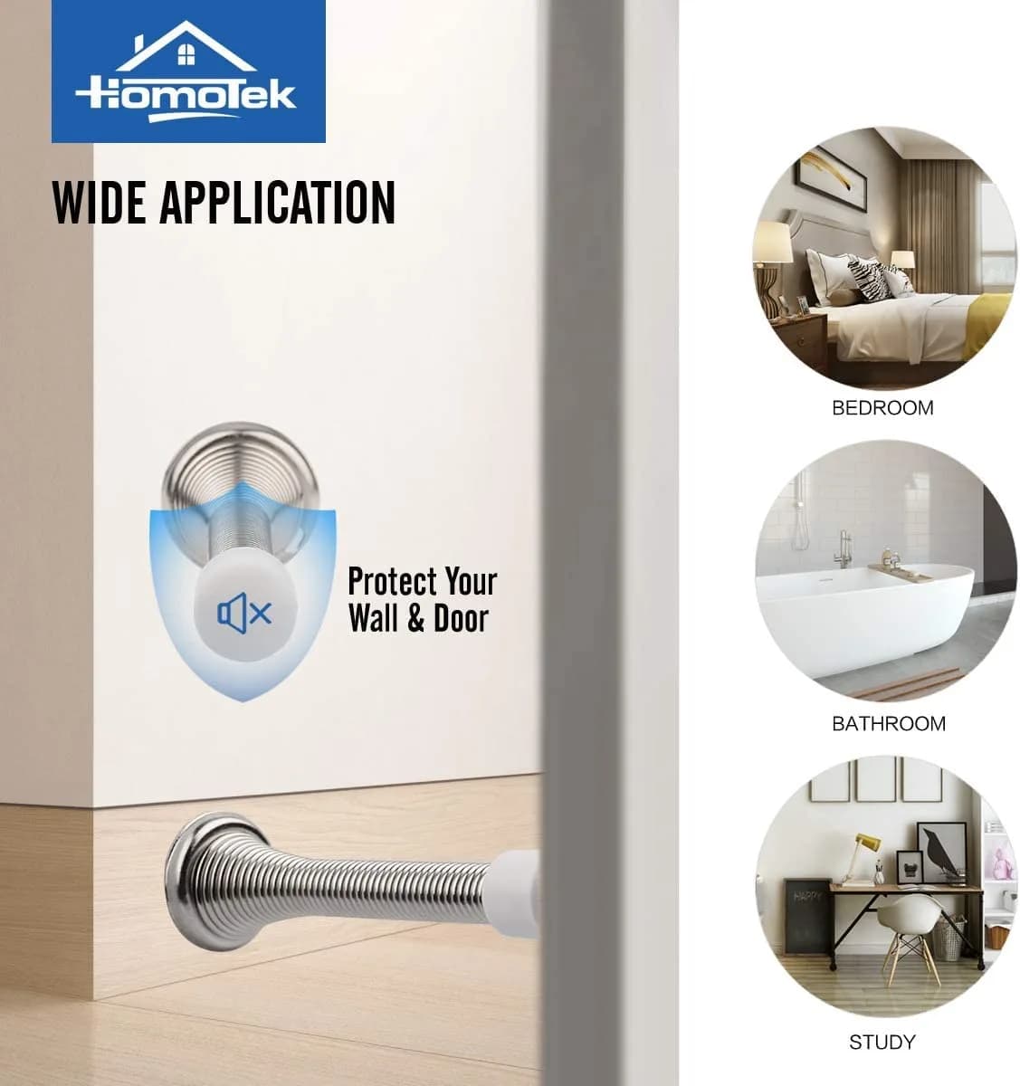 HOMOTEK Spring Door Stopper with Rubber Bumper, Satin Nickel, 50 Pack | Value Pack Doorstop with Durable Protection - view 3