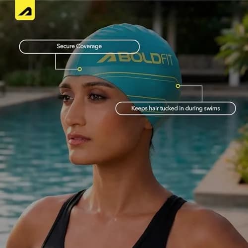 Boldfit Swimming Cap for Women Silicone Long Hair | Waterproof, UV Protection, Easy Fit thumbnail 6