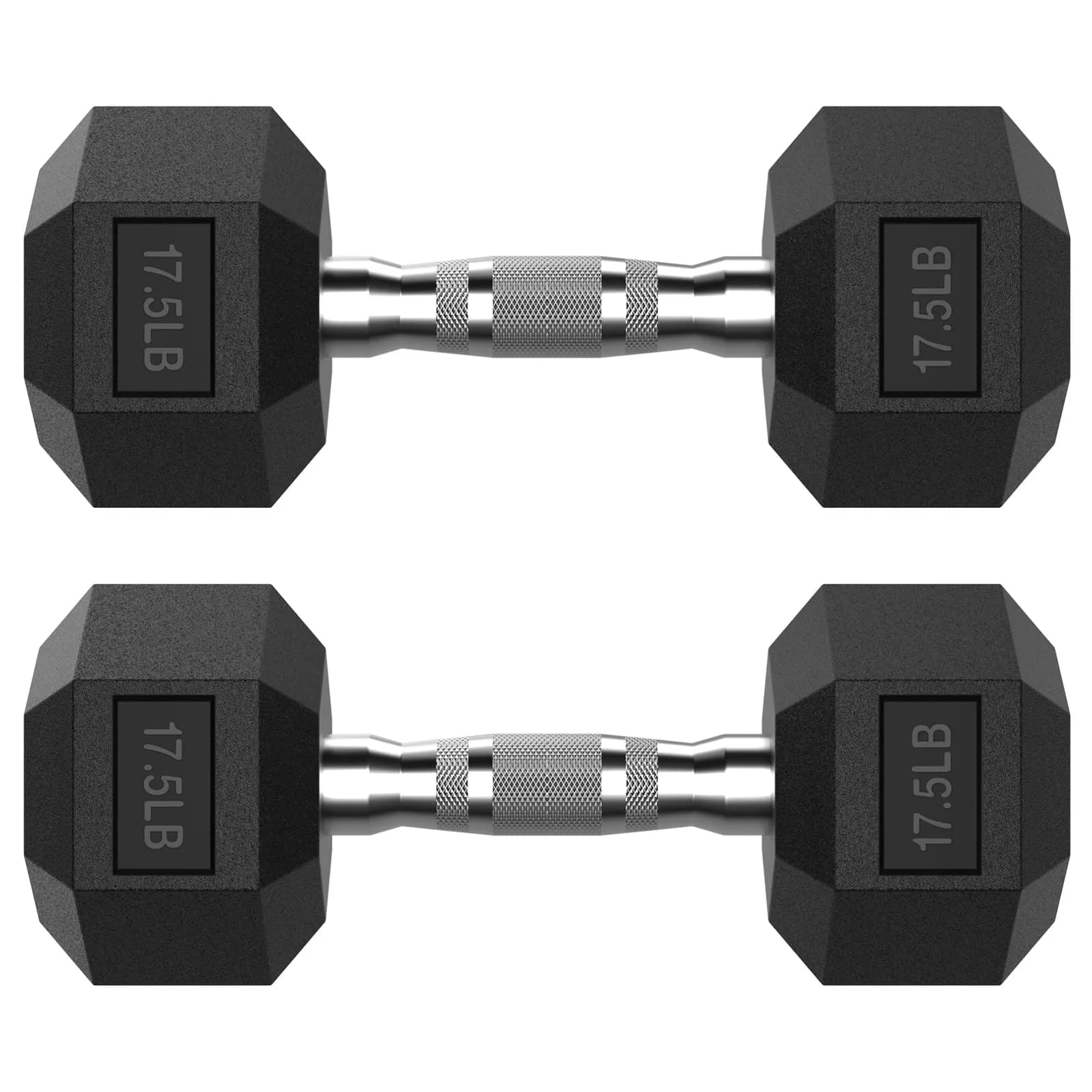 HANDBODE Rubber Encased Hex Dumbbell Pair, 17.5 lb | Durable, Versatile Home Gym Weights