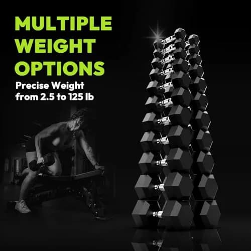 HANDBODE Rubber Encased Hex Dumbbell Pair, 17.5 lb | Durable, Versatile Home Gym Weights thumbnail 4