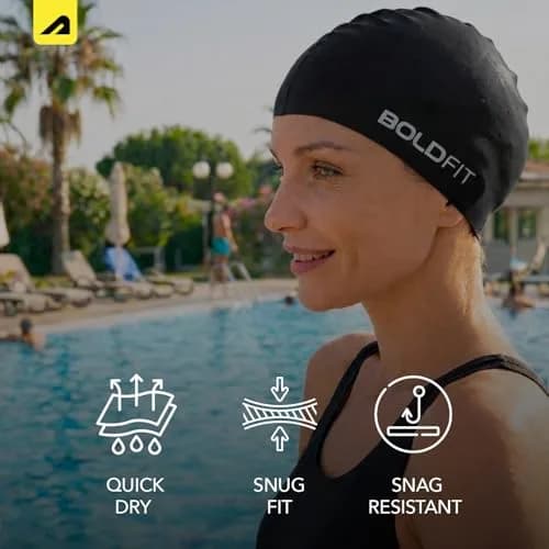 Boldfit Swimming Cap for Women Silicone Long Hair | Waterproof, UV Protection, Easy Fit thumbnail 4