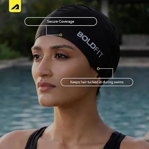 Boldfit Swimming Cap for Women Silicone Long Hair | Waterproof, UV Protection, Easy Fit thumbnail 6