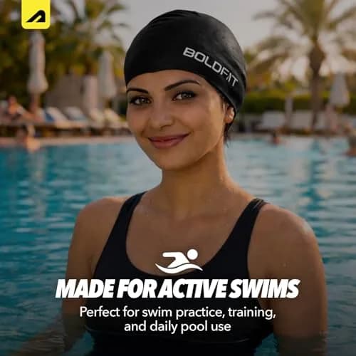 Boldfit Swimming Cap for Women Silicone Long Hair | Waterproof, UV Protection, Easy Fit thumbnail 8