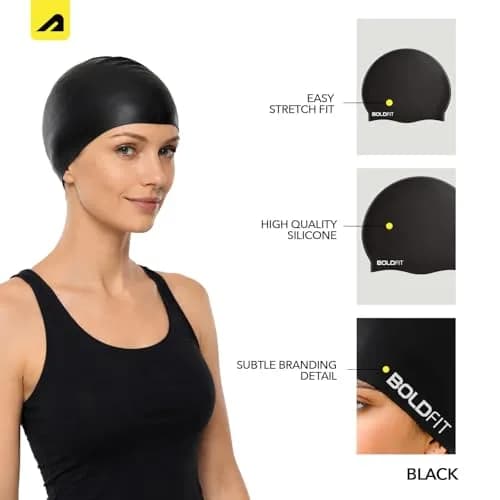 Boldfit Swimming Cap for Women Silicone Long Hair | Waterproof, UV Protection, Easy Fit thumbnail 2
