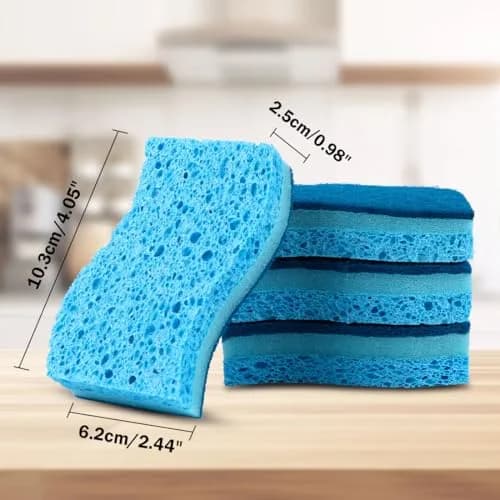 AIDEA Kitchen Sponges 6 Count, Light-Blue | Non-Scratch Scrub Sponge for Dishes & Surfaces thumbnail 6