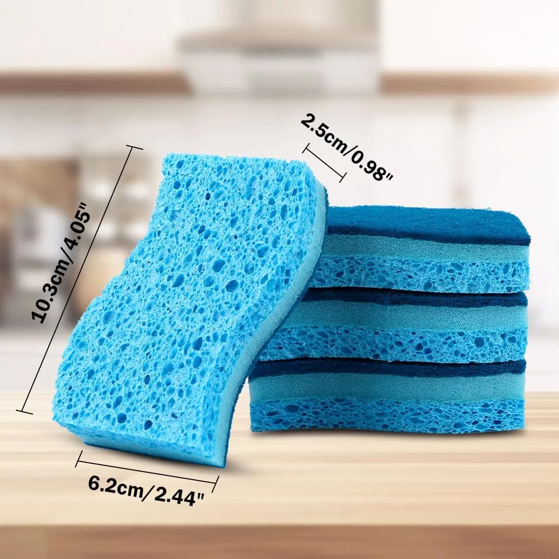 AIDEA Non-Scratch Scrub Sponges with Scouring Pad, 6-Count, Light Blue | Biodegradable Kitchen Cleaning Power - view 6