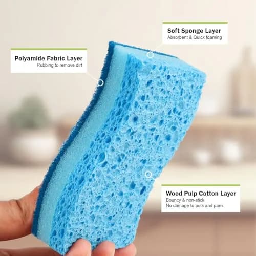 AIDEA Kitchen Sponges 6 Count, Light-Blue | Non-Scratch Scrub Sponge for Dishes & Surfaces thumbnail 3
