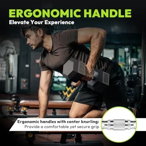 HANDBODE Rubber Encased Hex Dumbbell Pair, 12.5 lb | Versatile Strength Equipment for Home & Gym thumbnail 6