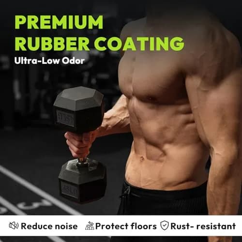 HANDBODE Rubber Encased Hex Dumbbell Pair, 12.5 lb | Versatile Strength Equipment for Home & Gym thumbnail 3