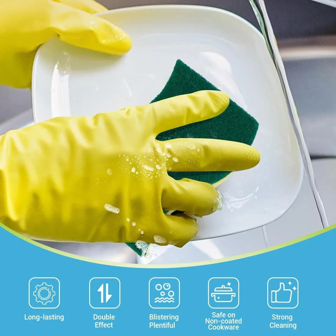AIDEA Heavy-Duty Scrub Sponge, 6-Count, Non-Coated Cookware Safe, Light-Green | Powerful Cleaning Imported - view 2