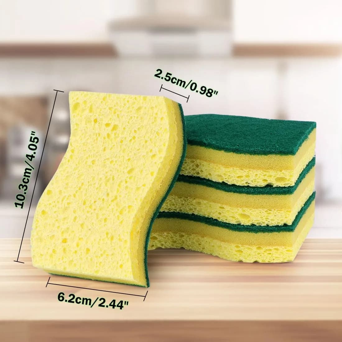AIDEA Heavy-Duty Scrub Sponge, 6-Count, Non-Coated Cookware Safe, Light-Green | Powerful Cleaning Imported - view 7