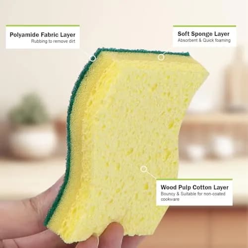 AIDEA Heavy-Duty Scrub Sponges, 6 Count, Light-Green | Cellulose Cleaning Sponge for Kitchen & Dishes thumbnail 3