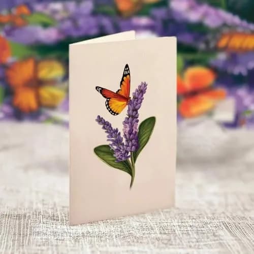 Freshcut Paper Mini Lavender & Butterflies Pop Up Card 5.5 Inch | Vibrant 3D Floral Art for Any Occasion thumbnail 6