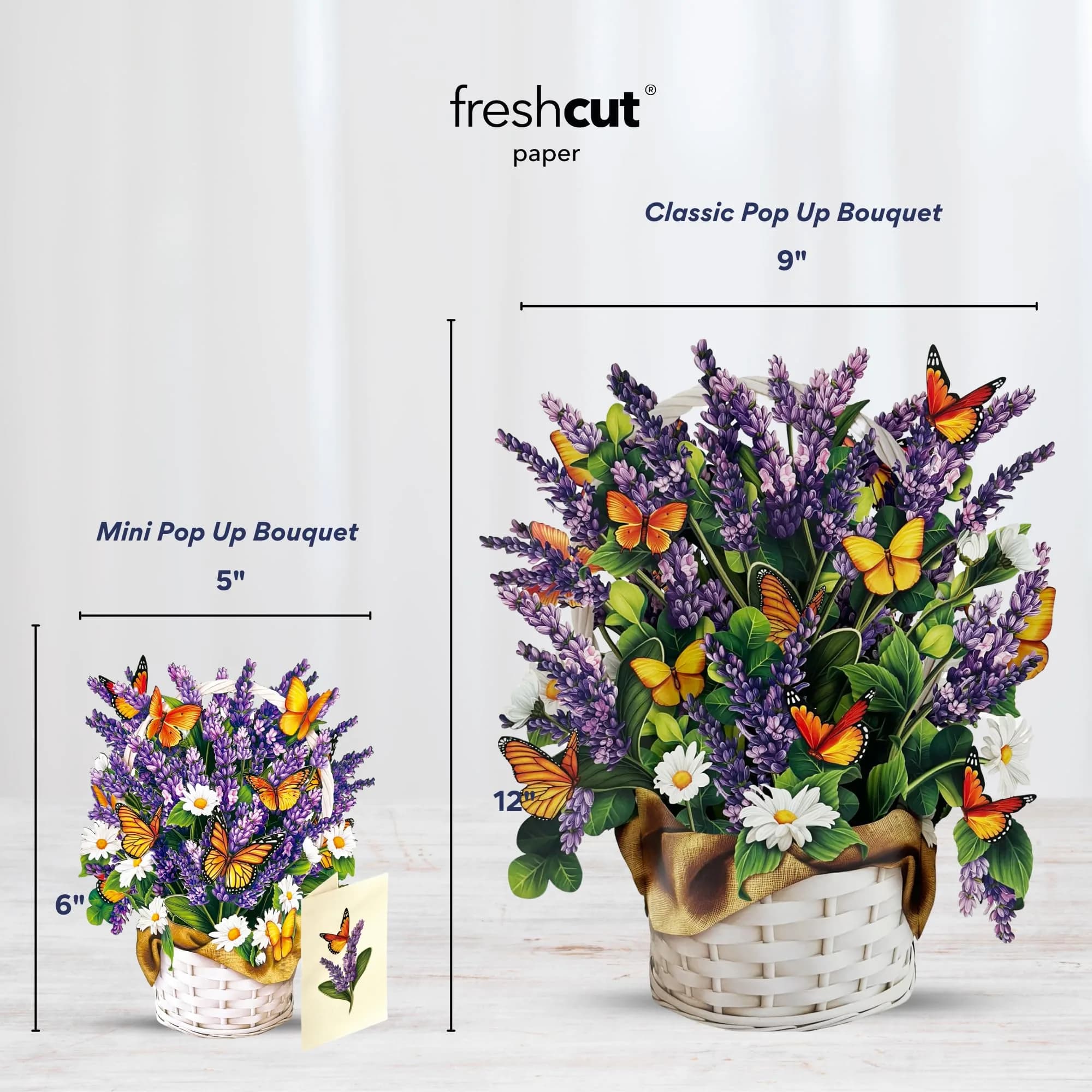 Freshcut Paper Lavender & Butterflies Pop Up Card 15.2cm (6 Inch) | Forever Flower Bouquet with Blank Notecard - view 5