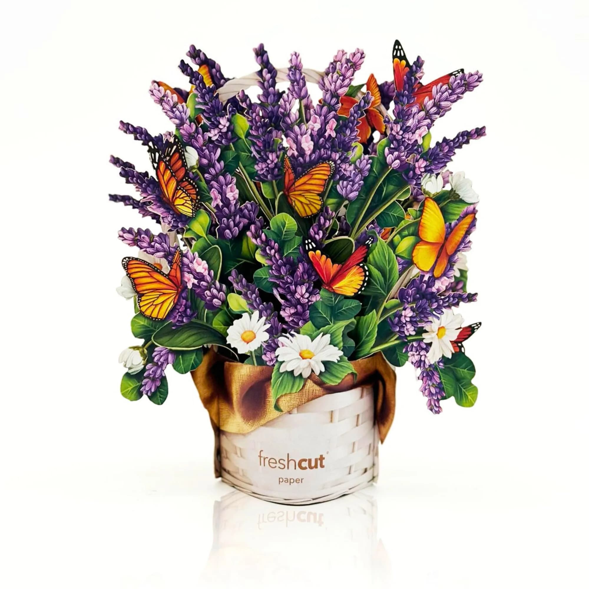 Freshcut Paper Lavender & Butterflies Pop Up Card 15.2cm (6 Inch) | Forever Flower Bouquet with Blank Notecard - view 7