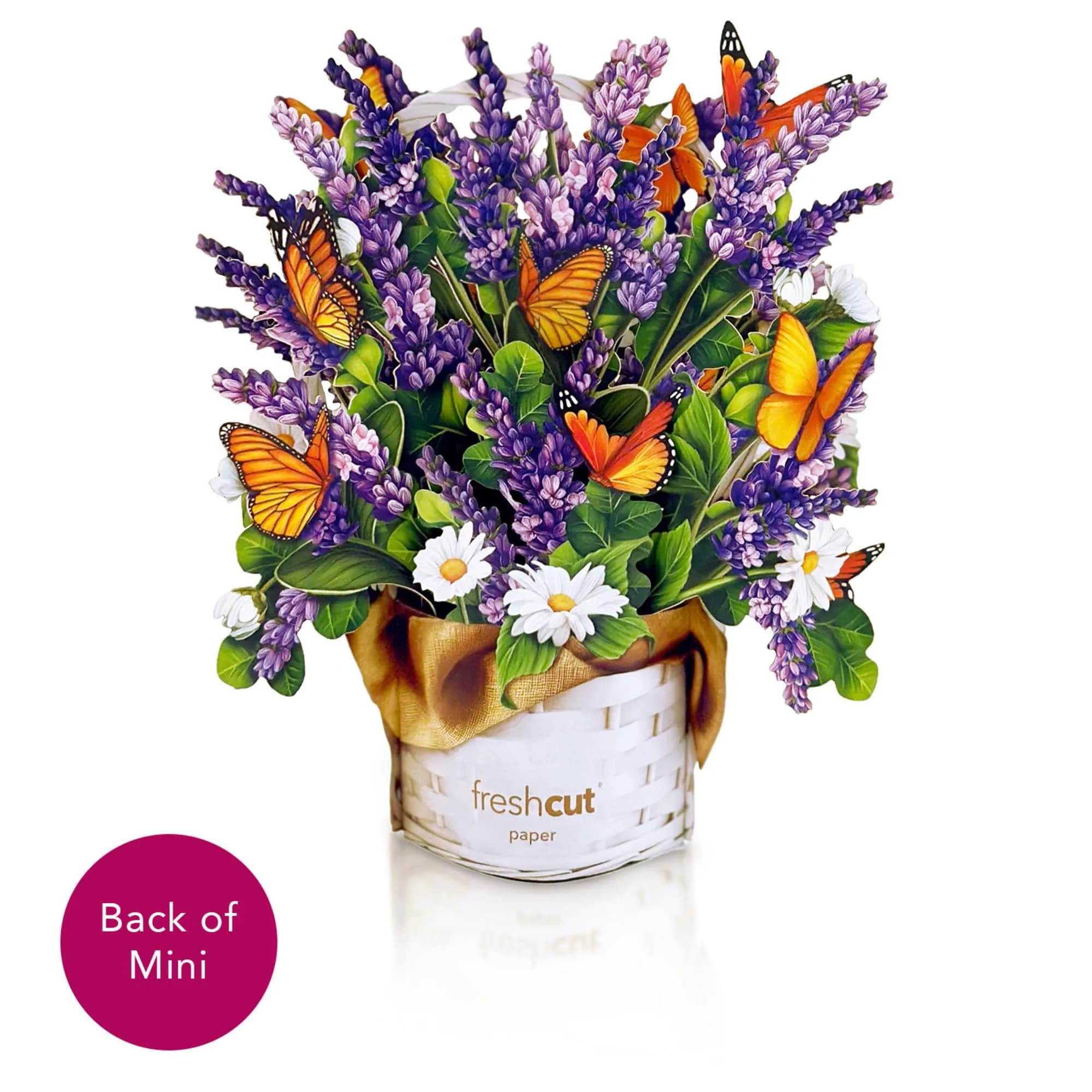 Freshcut Paper Lavender & Butterflies Pop Up Card 15.2cm (6 Inch) | Forever Flower Bouquet with Blank Notecard - view 8