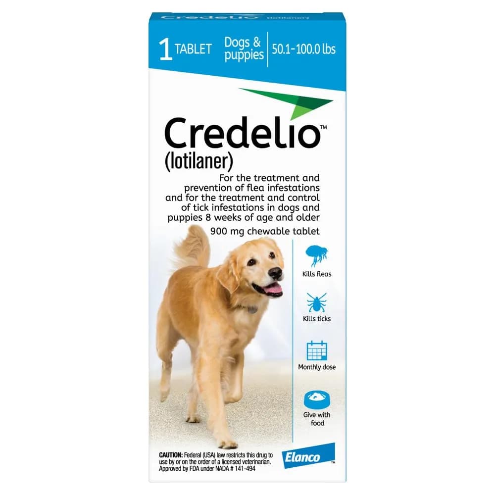 Credelio Tick & Flea Treatment for Dogs 50.1-100 lbs. | Fast-Acting Chewable for Dogs — 50.1-100 lbs