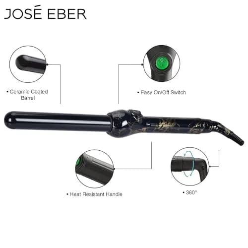 José Eber Clipless Curling Iron 1 in | Tourmaline Ceramic Wand for Glamorous Waves thumbnail 2