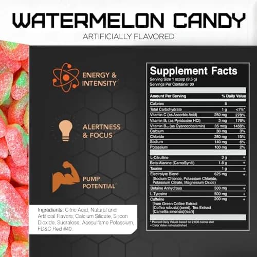 Rival Nutrition Powder Burn Pre-Workout Watermelon Candy 1.65lb | Explosive Energy & Hydration thumbnail 4