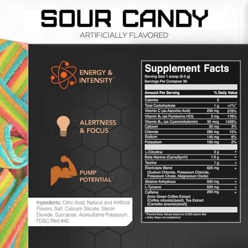Rival Nutrition Powder Burn Pre-Workout Sour Candy 1.65 Pound | Explosive Energy & Hydration Support thumbnail 4