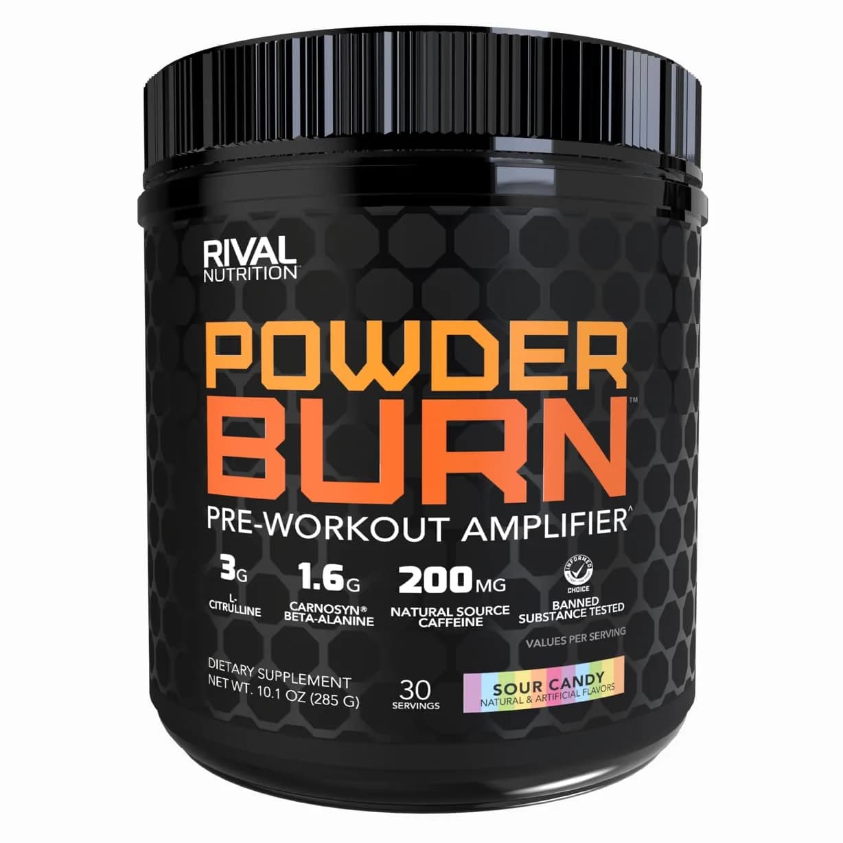 Rival Nutrition Powder Burn Pre-Workout Sour Candy 1.65 Pound | Explosive Energy & Hydration Support - main product image