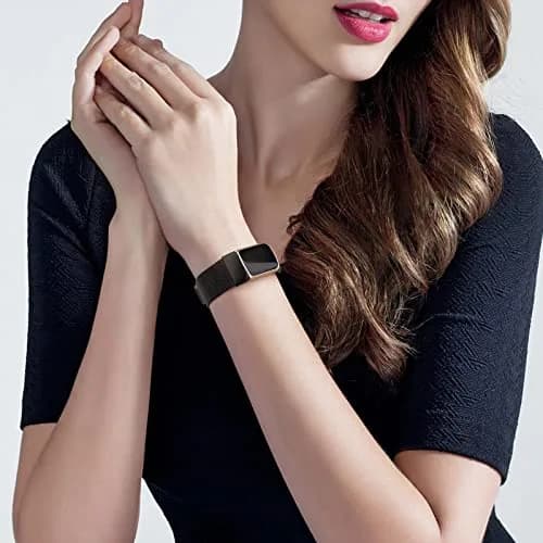 AK Metal Band Compatible with Fitbit Charge 6, Black Stainless Steel Mesh Loop Magnetic Replacement Strap | Adjustable Fit for 135-215mm Wrists thumbnail 7