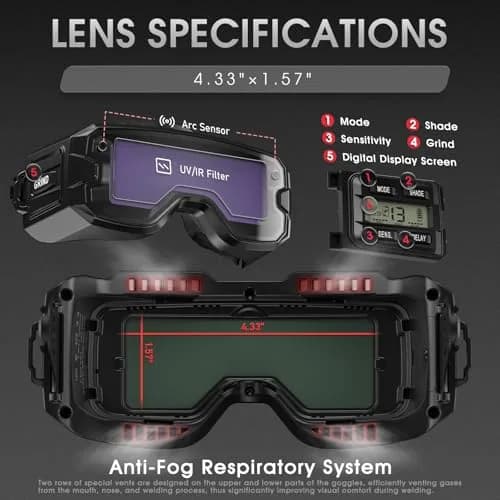 YESWELDER Welding Goggles Kit with LED Light, True Color Shade | Compact Auto-Darkening Safety Eyewear thumbnail 4