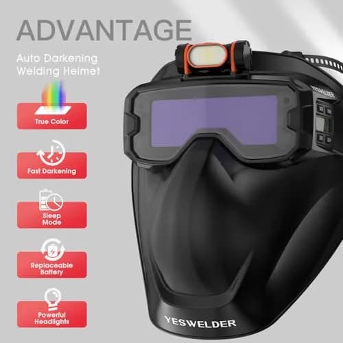 YESWELDER Welding Goggles Kit with LED Light, True Color Shade | Compact Auto-Darkening Safety Eyewear thumbnail 3