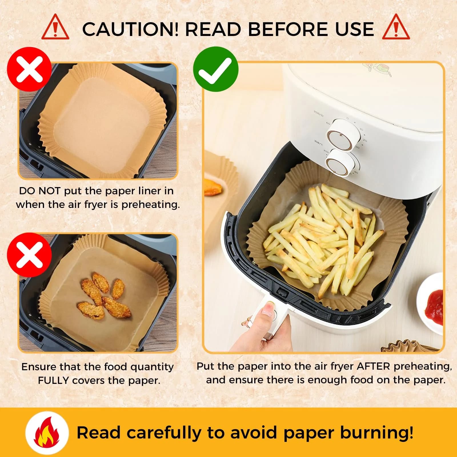 ctizne 4.7" Square Disposable Air Fryer Paper Liners - 100 Count | Keep Your Air Fryer Spotless - view 7