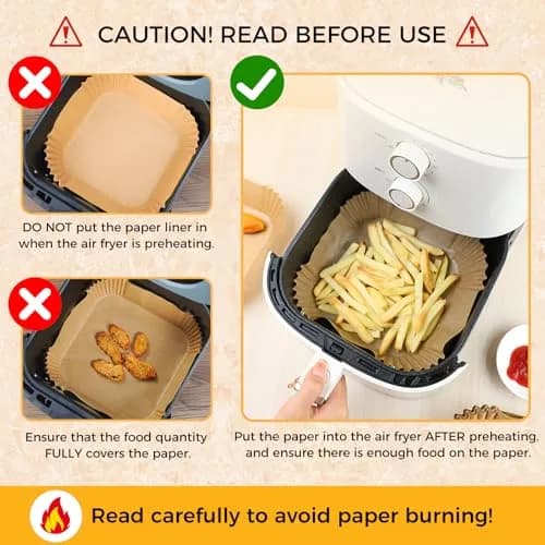 ctizne Air Fryer Liners Disposable, 100Pcs Parchment Paper 4.7" Square | Food Grade Non-Stick for 1-2QT Air Fryers thumbnail 7