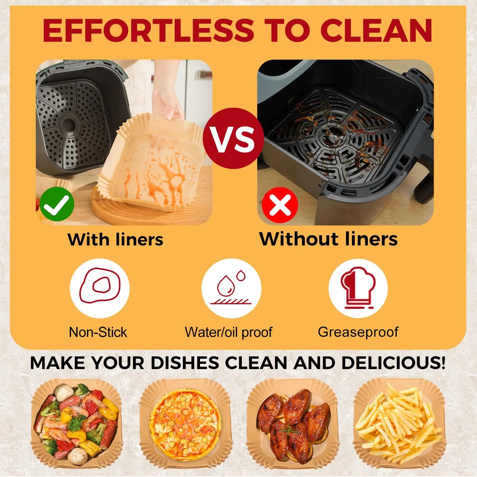 ctizne 4.7" Square Disposable Air Fryer Paper Liners - 100 Count | Keep Your Air Fryer Spotless - view 4
