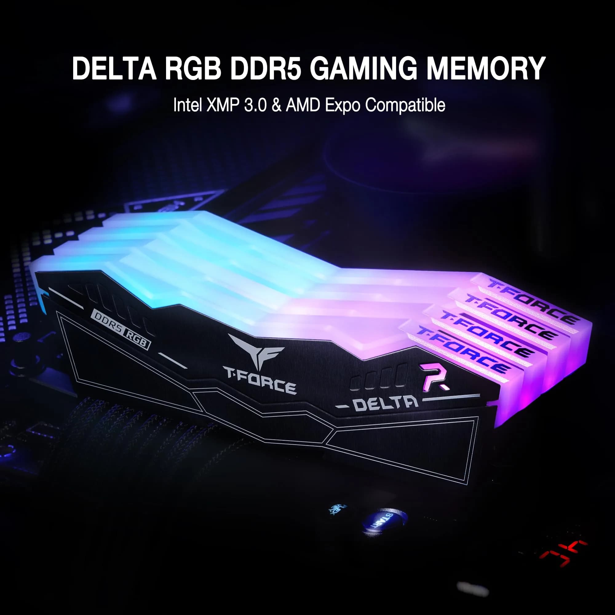 TEAMGROUP T-Force Delta RGB DDR5 RAM 64GB (2x32GB) 6000MHz CL38 Black | High-Speed Desktop Memory - view 2