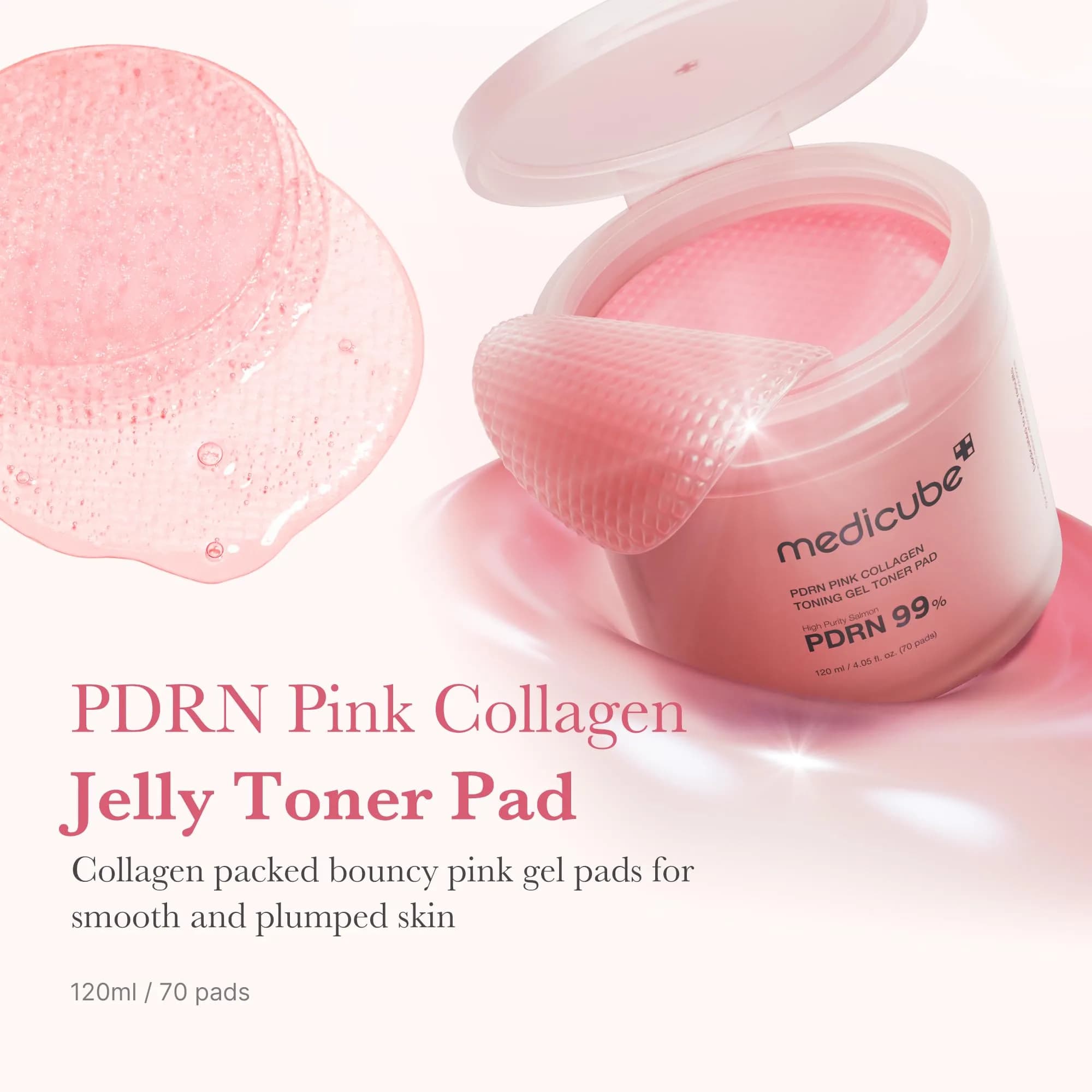 medicube PDRN Pink Collagen Jelly Toner Pads 70 Count | Soothing & Radiance - view 2