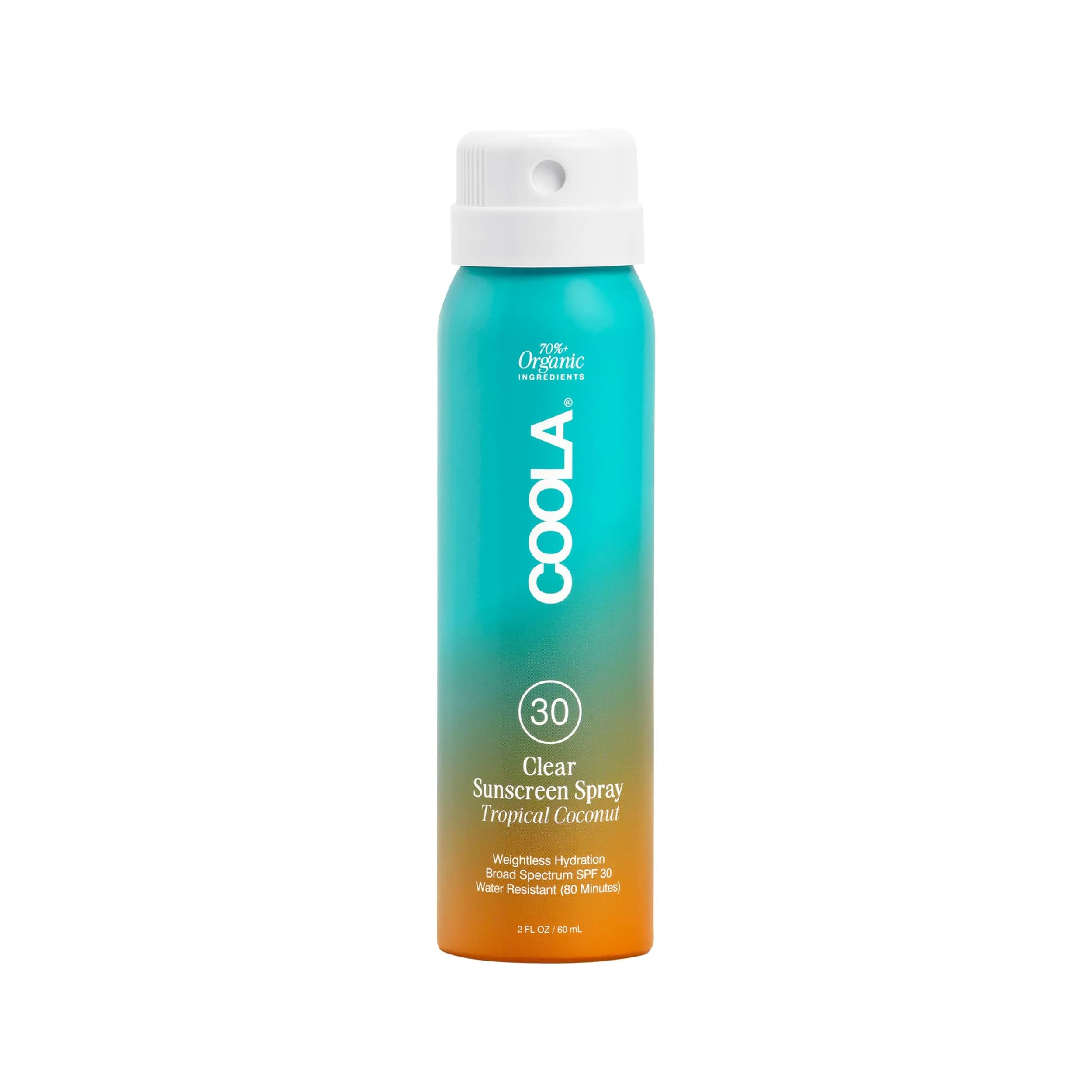 COOLA Organic Sunscreen SPF 30 Spray Tropical Coconut | Travel Size 2 Fl Oz (59 ml) - main product image