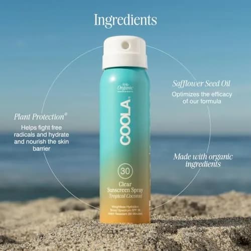 COOLA Clear Sunscreen Spray SPF 30 Tropical Coconut Scented 59ml (2 fl oz) | Reef Compliant, Water Resistant 80 Min thumbnail 6