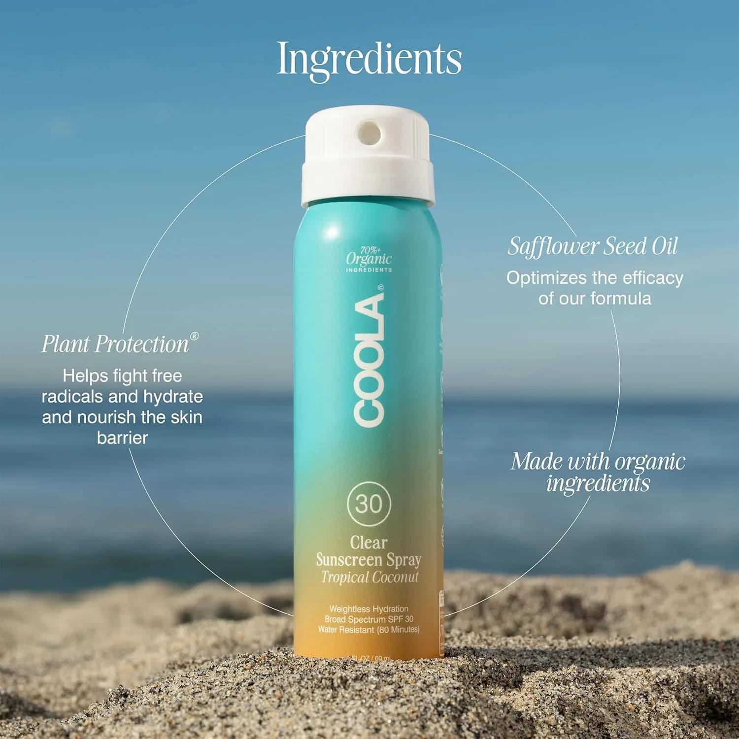 COOLA Organic Sunscreen SPF 30 Spray - Tropical Coconut, Travel Size 2 Fl Oz (Pack of 1) - view 6