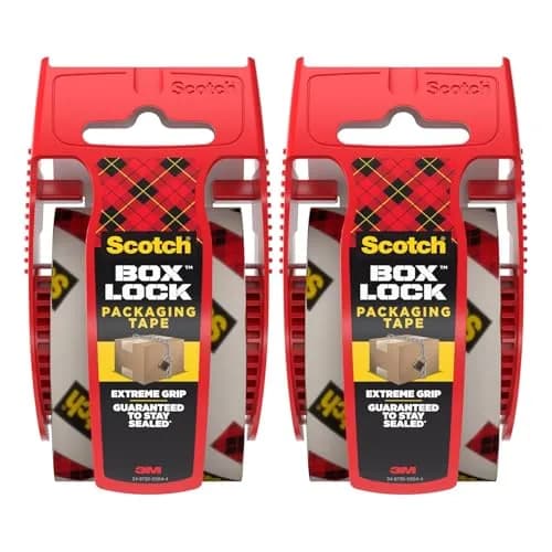 Scotch Box Lock Extreme Grip Packaging Tape with Dispenser, 2 Rolls, Clear Heavy Duty Shipping Tape 1.88 inch x 800 inch | Sticks Instantly to Any Box thumbnail 1