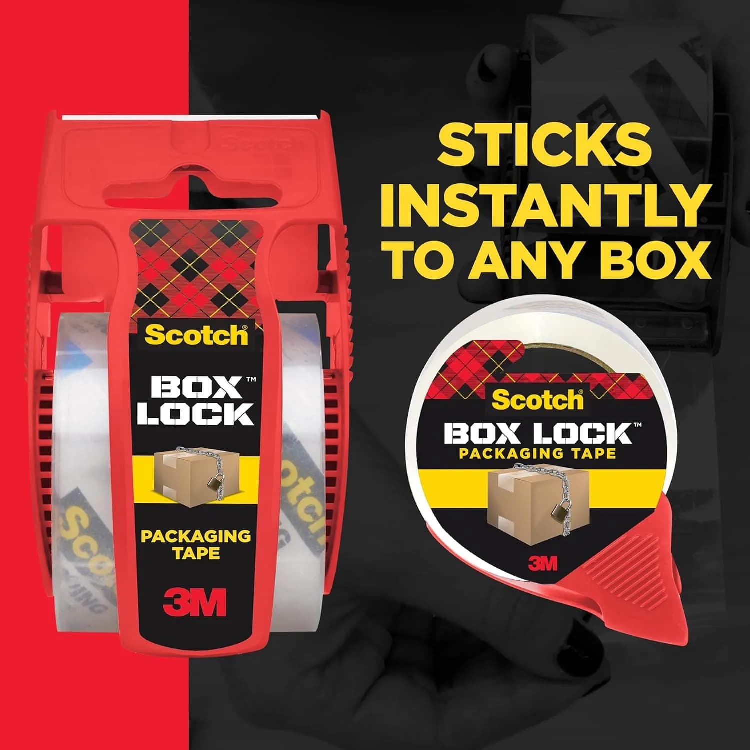 Scotch Box Lock Extreme Grip Packaging Tape with Dispenser, 2 Rolls, Clear Heavy Duty Shipping Tape 1.88 inch x 800 inch | Sticks Instantly to Any Box - view 7