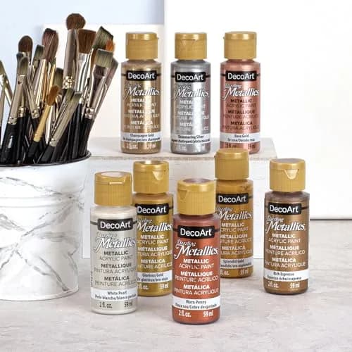 DecoArt Americana Dazzling Metallics Acrylic Paint Set – 24 Colors (48 Fl Oz Total) | Shimmering Metallic Craft Paints for Canvas, Wood & DIY thumbnail 2