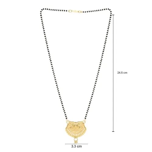 I Jewels Gold Plated Indian Wedding Bollywood Single Line Pendant with Black Bead Chain Mangalsutra for Women (D120) | Traditional & Modern Style thumbnail 4