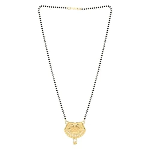 I Jewels Gold Plated Indian Wedding Bollywood Single Line Pendant with Black Bead Chain Mangalsutra for Women (D120) | Traditional & Modern Style thumbnail 3