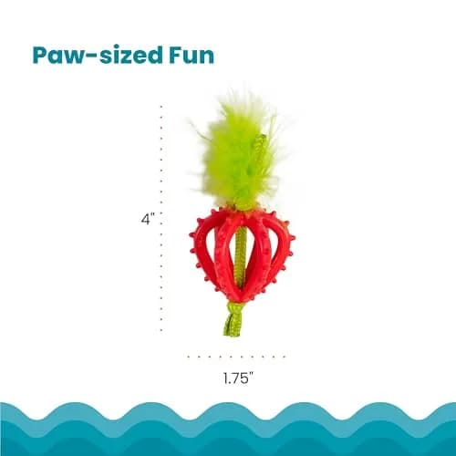 Catstages Dental Strawberry Teether Cat Chew Toy with Catnip, 4" | Helps Keep Teeth Clean thumbnail 5