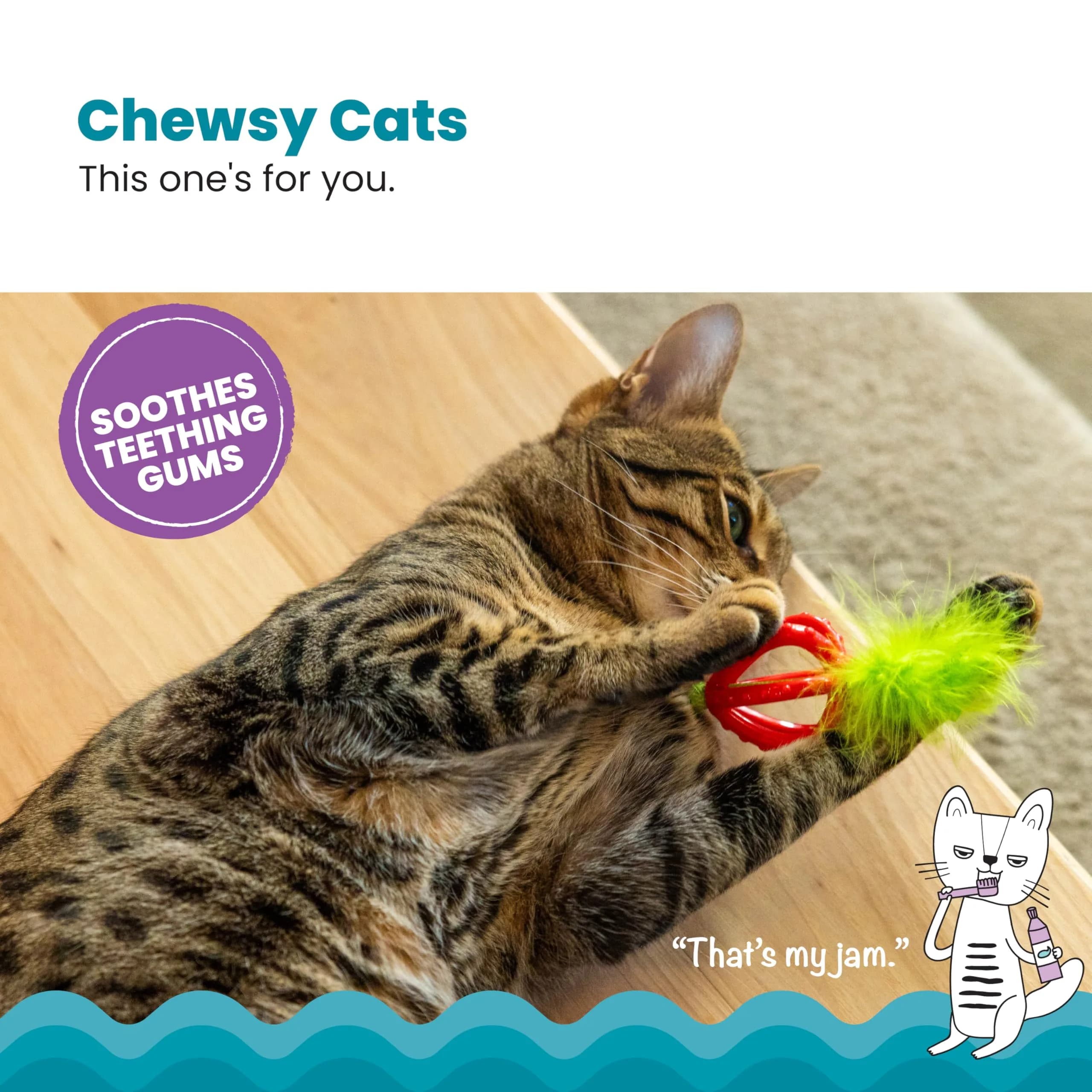 Catstages Dental Strawberry Teether Cat Chew Toy with Catnip, 4" | Helps Keep Teeth Clean - view 2