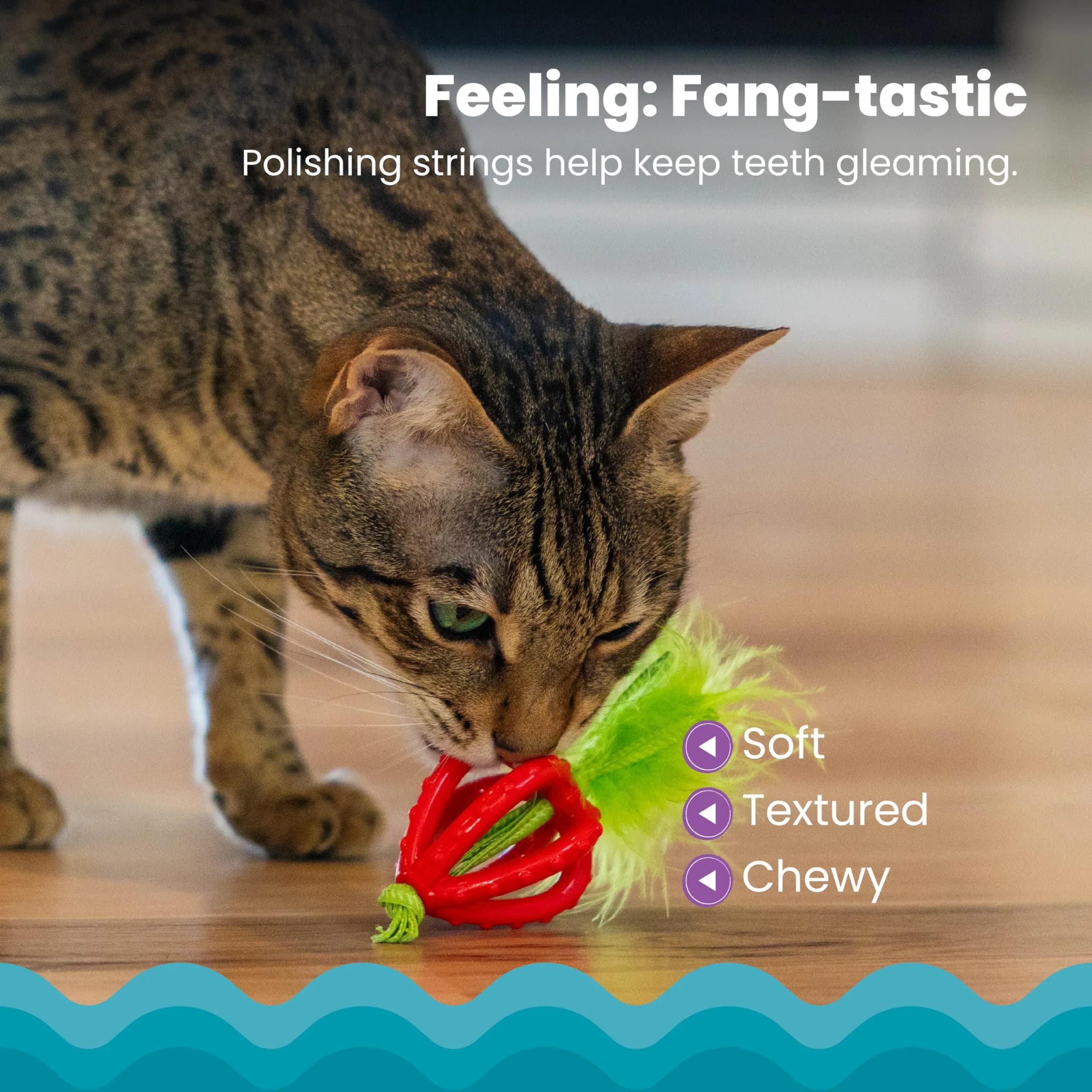 Catstages Dental Strawberry Teether Cat Chew Toy with Catnip, 4" | Helps Keep Teeth Clean - view 3