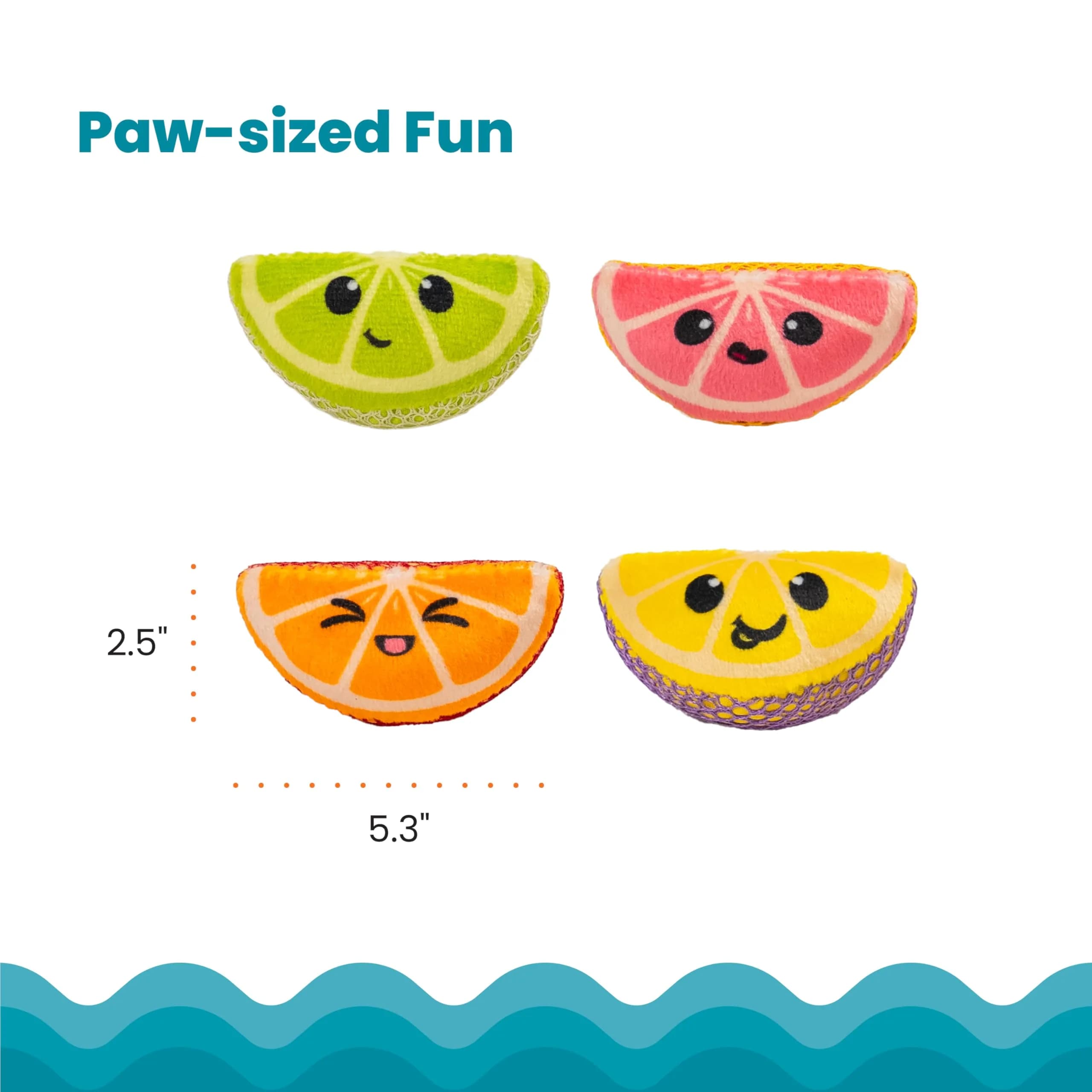 Catstages Dental Fruit Wedges Catnip Chew Toys 5.3" (13.5cm) 4-Pack | Textured Dental Mesh for Teeth Cleaning - view 5