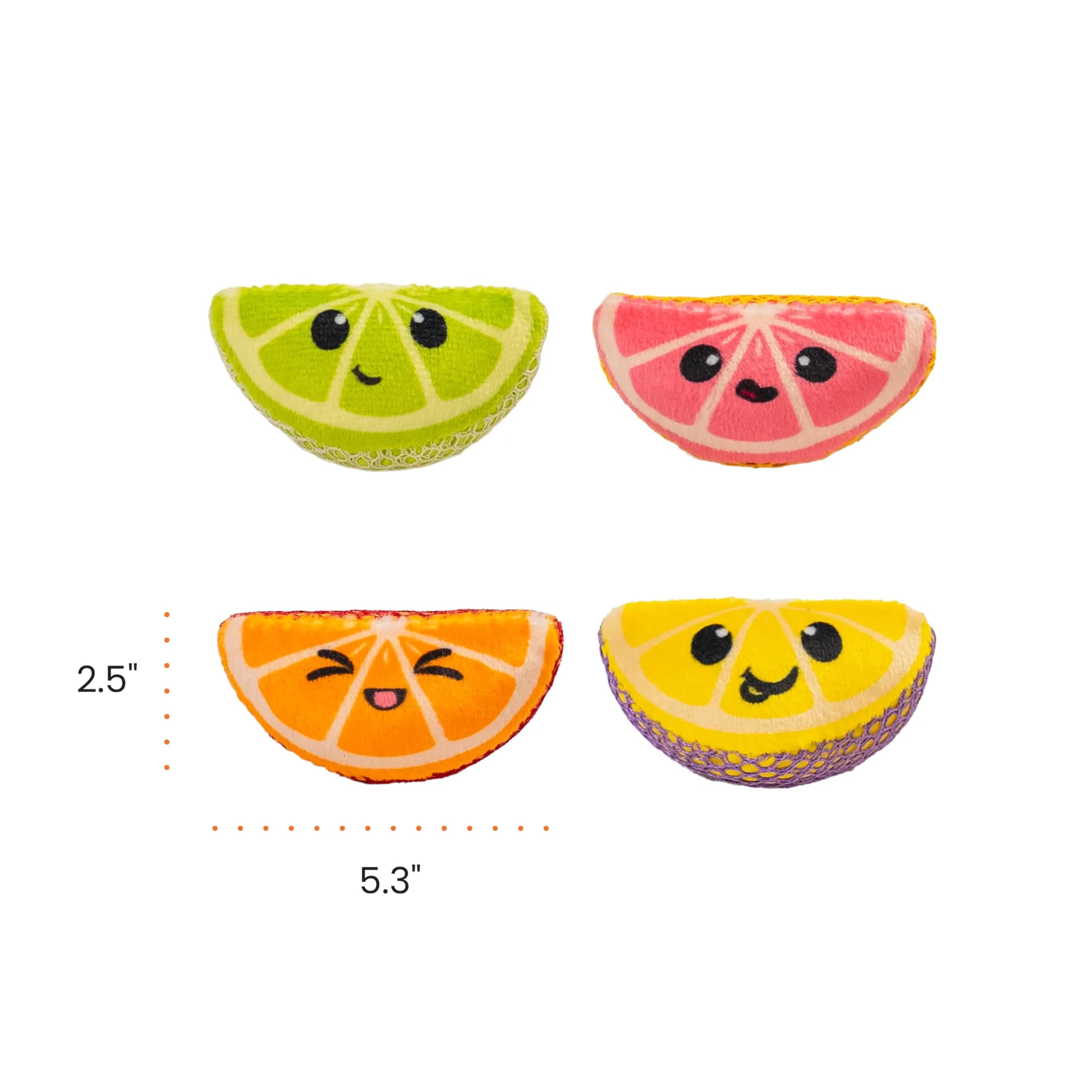 Catstages Dental Fruit Wedges Catnip Chew Toys 5.3" (13.5cm) 4-Pack | Textured Dental Mesh for Teeth Cleaning - view 7